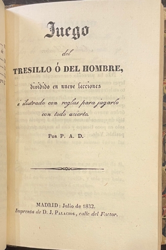 Portada de Tratado del Juego De L'Ecart� � Descarte. Juego del Tresillo � del Hombre - P.A.D