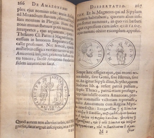 Portada de De Amazonibus Dissertatio, qu� an ver� extiterint, necne, variis ultro citroque conjecturis & argumentis disputatur. Multa etiam ad eam gentem pertinentia, ex antiquis monumentis eruuntur atque illustrantur. - Pierre Petit