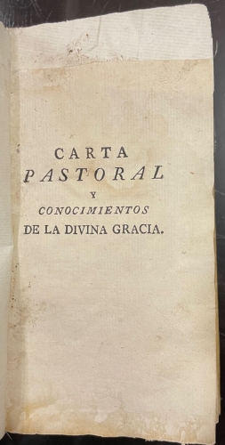 Portada de Carta Pastoral y Conocimientos de La Divina Gracia, Bondad y Misericordia, y de nuestra flaqueza y miseria. - Juan de Palafox y Mendoza