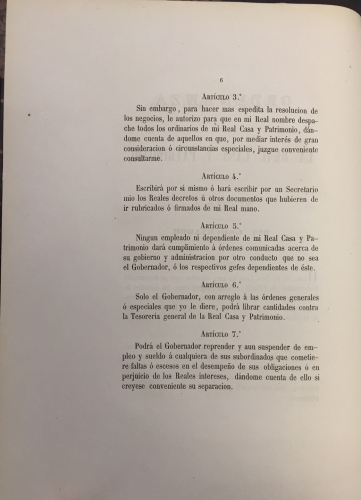 Portada de Ordenanza de la Real Casa y Patrimonio espedida en 23 de marzo de 1848