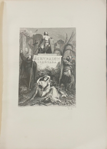 Portada de La Jerusalem Libertada. Puesta en verso castellano y dedicada a la Reina Do�a Isabel II por el Teniente General Marqu�s de la Pezuela - Torcuato Tasso