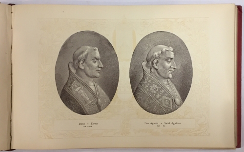 Portada de Album de los Papas. Con los Retratos de todos los Soberanos Pont�fices desde San Pedro hasta Le�n XIII y un Resumen Hist�rico de cada uno de ellos - Jos� Hergenr�ther