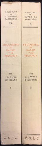 Portada de Bibliograf�a de Madrid y su Provincia - Jose Luis Oliva Escribano