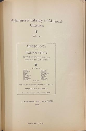 Portada de Der Freisch�tz. Il Franco Cacciatore. Opera romantica in tre atti. / Schirmer's Library of Musical Classics- Anthology of Italian Song/ 40 M�lodies choisies de Fran�ois Schubert.  - C. M. Weber. Schimer. Fran�ois Schubert