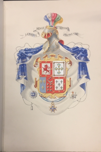 Portada de Despacho de Nobleza y blasones de las Casas de Le�n y Fern�ndez de Heredia. 