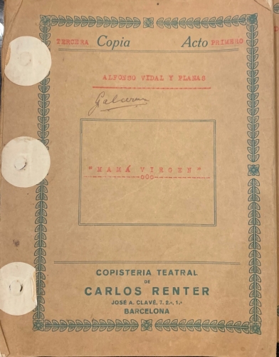 Portada de Don Cascabel, Mam� VIrgen. Indocumentados. Conjunto mecanografiado y corregido por el autor. - Alfonso Vidal y Planas
