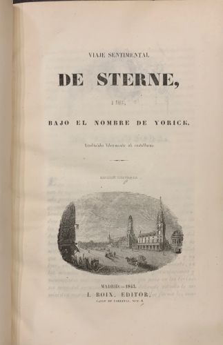 Portada de Viaje Sentimental de Sterne a Paris, bajo el nombre de Yorick - Sterne