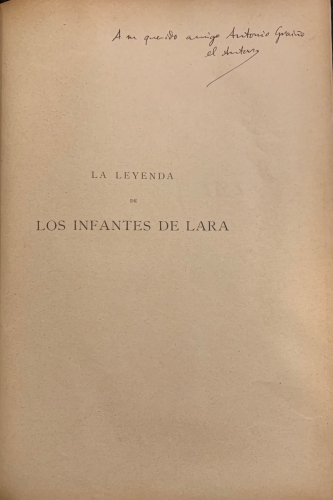 Portada de La Leyenda de los Infantes de Lara - Ram�n Men�ndez Pidal