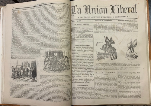 Portada de La Uni�n Liberal. Periodico Cr�tico-Pol�tico e Industrial. Valparaiso, Chile. A�o 1862