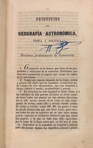 Portada de Principios de Geograf�a Astron�mica F�sica y Pol�tica, Antigua, de la Edad Media y Moderna - Francisco Verdejo Paez