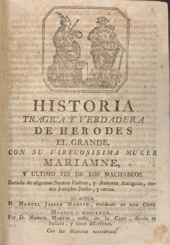 Portada de Colecci�n de Varias Historias, asi sagradas, como profanas, de los m�s celebres Heroes del Mundo y sucesos memorables del Orbe - Manuel Joseph Martin