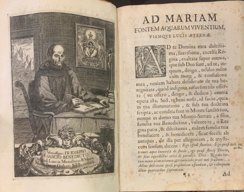 Portada de Fratris Josephi a Sancto Benedicto, religiosi laici in celeberrimo Monasterio, et Sanctuario B. Mariae de Monte-Serrato ordinis SS.O. Benedicti, Opera Omnia - Fr. Joseph de San Benito