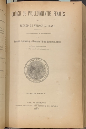 Portada de Codigo Penal del Estado de Veracruz Llave. Codigo de Procedimientos Penales del Estado de Veracruz Llave. C�digo Civil del Estado de Veracruz Llave. Codigo de Procedimientos Civiles del Estado de Veracruz Llave. 