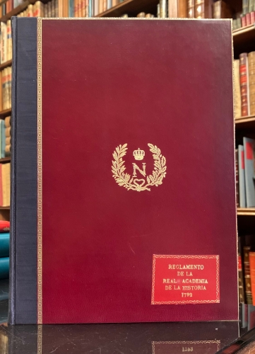 Portada de Reglamento de los Trabajos Literarios e Inversi�n de Caudales de la Real Academia de la Historia aprobados en su junta ordinaria del viernes 21 de setiembre de 1792. Nuevos Estatutos de la Real Academia de la Historia