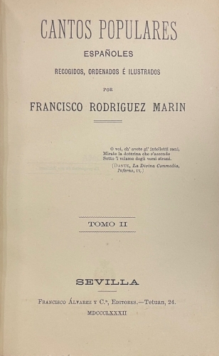 Portada de Colecci�n de Cantos Populares / Cantos Populares Espa�oles.  - Ignacio del Alcazar/ Francisco Rodriguez Marin