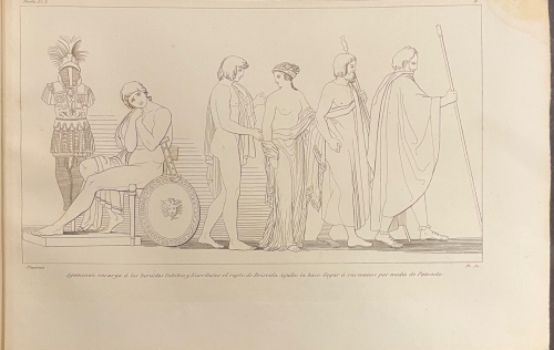 Portada de Obras Completas De Flaxman, Grabadas al Contorno Por D. Joaquin Pi y Margall. Contiene: La Iliada, La Odisea, Tragedias De Esquilo, Los Dias y La Teogonia De Hesiodo, La Divina Comedia,: El Infierno De Dante, El Purgatorio, El Paraiso. Varias - John Flaxman