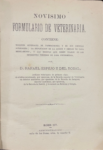 Portada de Diccionario General de Veterinaria.  - Rafael Espejo y del Rosal