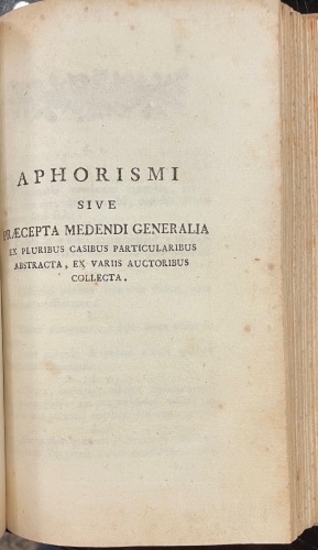 Portada de Aphorismi de Cognoscendis et Curandis Febribus - Maximilian Stoll