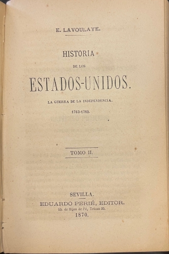 Portada de Historia de los Estados Unidos - E. Lavoulaye