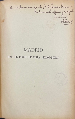 Portada de Madrid bajo el Punto de Vista M�dico-Social.  - Dr. Ph. Hauser