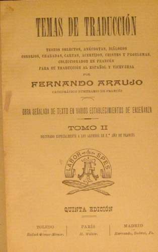 Portada de Temas de Traduccion - Fernando Araujo