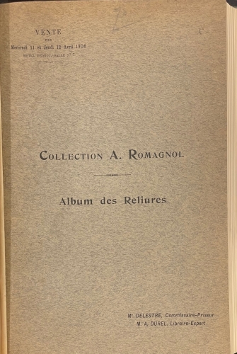 Portada de Collection A. Romagnol, Livres Modernes  Reliures d'art y album des Reliures. - Mercier-Marius-Gruel-Lortic-P.Ruban etc