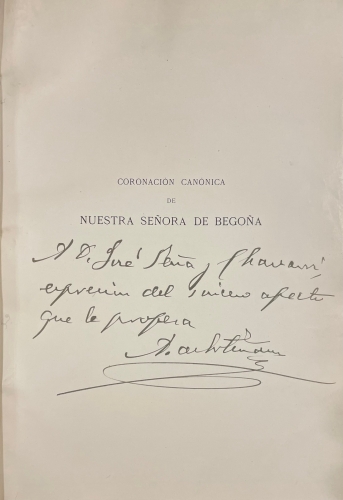 Portada de Coronaci�n Can�nica De Nuestra Se�ora De Bego�a. - Ar�stedes De Art��ano y Zuricalday